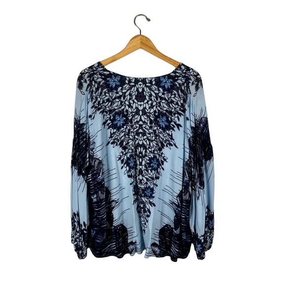 Free People Birds Of A Feather Top Blue Medium - Picture 7 of 7